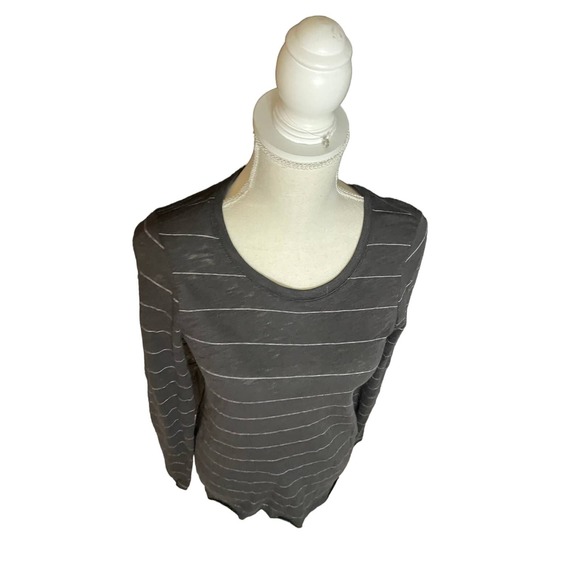 ATM Womens Crew Neck T-Shirt Top Striped Long Sleeve Size XS Black - Picture 4 of 7